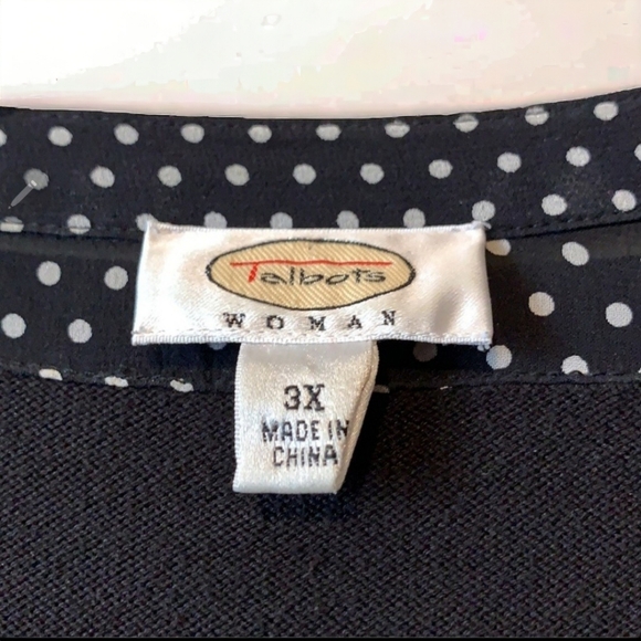 Talbot's black sweater with polka dot accent bow front accent size 3x - Picture 8 of 8